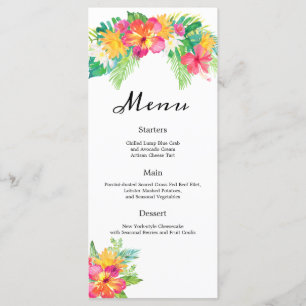 Tropical Paradise Foliage Bruiloft Receptie menu
