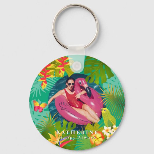 Tropical Paradise Groene Sleutelhanger (Voorkant)