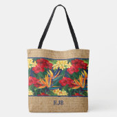 Tropical Paradise Hawaiian Monogram Beach Bag Tote Bag (Achterkant)