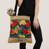Tropical Paradise Hawaiian Monogram Beach Bag Tote Bag (Dichtbij)