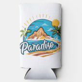 Tropical Paradise Island Logo Art Seltzer Blikjeskoeler (Voorkant)