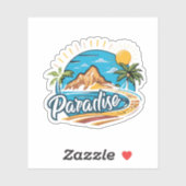 Tropical Paradise Island Logo Art Sticker (Vel)