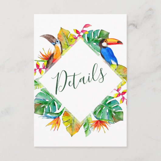 Tropical Paradise Krans Details Bruiloft Enclosure Informatiekaartje (Voorkant)