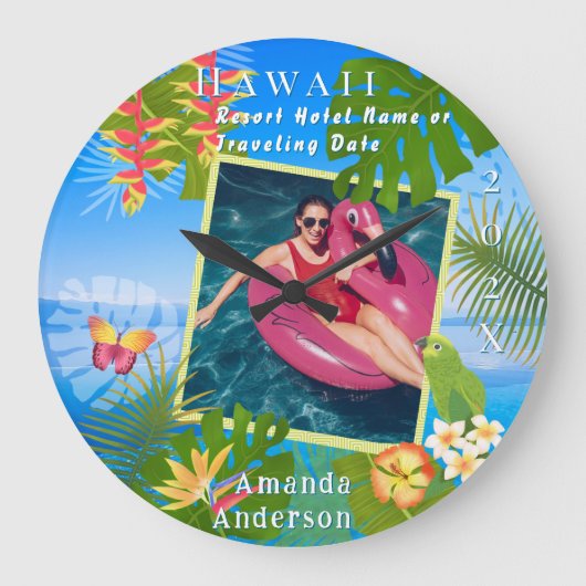 Tropical Paradise Memory Zee Foto Grote Klok (Voorkant)