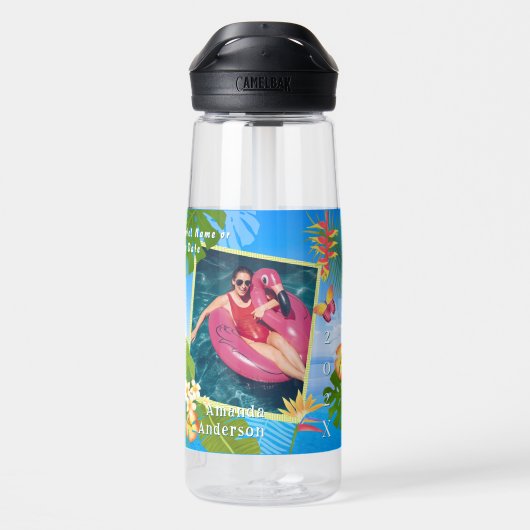 Tropical Paradise Memory Zee Foto Waterfles (Achterkant)