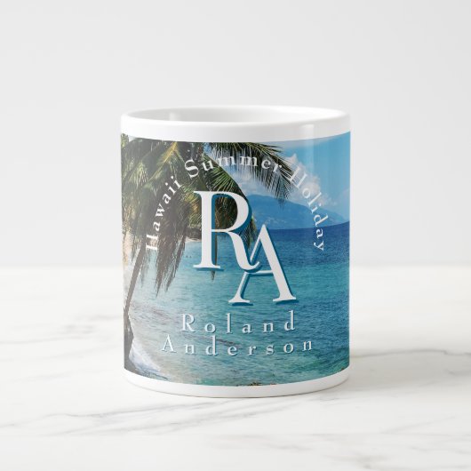 Tropical Paradise Monogram Zee Giant Coffee Mok (Voorkant)