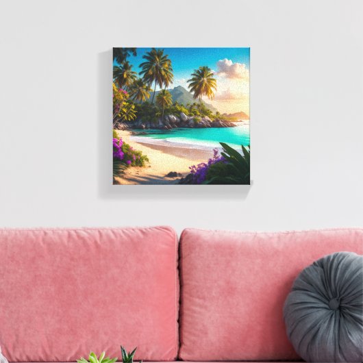 Tropical Paradise Ocean Uitzicht Canvas Afdruk (Insitu (Woonkamer))