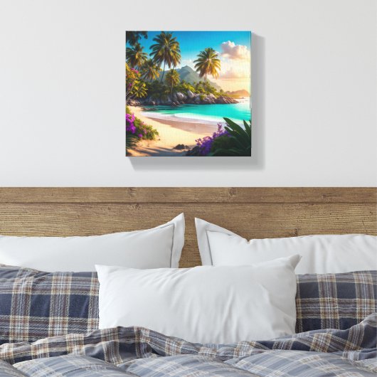 Tropical Paradise Ocean Uitzicht Canvas Afdruk (Insitu (Slaapkamer))