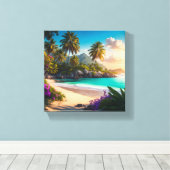 Tropical Paradise Ocean Uitzicht Canvas Afdruk (Insitu (Houten vloer))