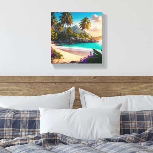 Tropical Paradise Ocean Uitzicht Canvas Afdruk (Insitu (Slaapkamer))