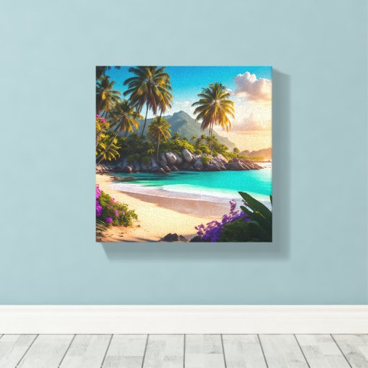 Tropical Paradise Ocean Uitzicht Canvas Afdruk (Insitu (Houten vloer))