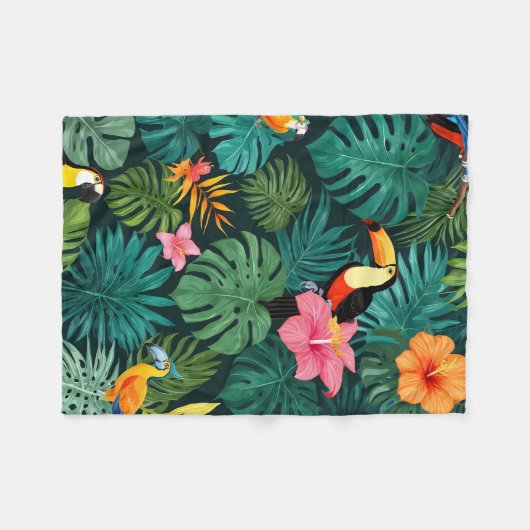 Tropical Paradise Oerwoud Pattern Fleece Deken (Voorkant (Horizontaal))