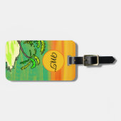Tropical Paradise Orange Sunset Personalized Bagagelabel (Voorkant horizontaal)