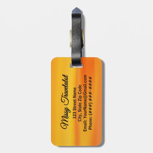 Tropical Paradise Orange Sunset Personalized Bagagelabel (Achterkant verticaal)