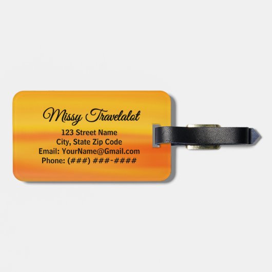 Tropical Paradise Orange Sunset Personalized Bagagelabel (Achterkant horizontaal)