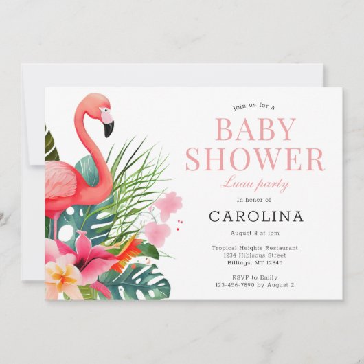 Tropical Paradise Roze Baby shower Kaart (Voorkant)