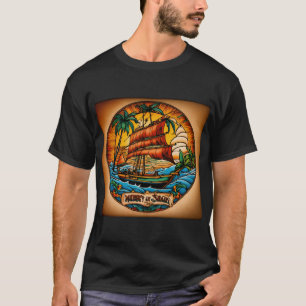 Tropical Paradise Sailor Jerry Tattoo-geïnspireerd T-shirt