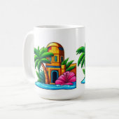 Tropical Paradise Sticker Koffiemok (Voorkant links)