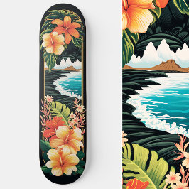Tropical Paradise Strand & Bloemen Kunst Persoonlijk Skateboard