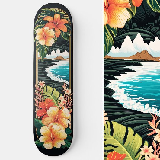 Tropical Paradise Strand & Bloemen Kunst Persoonlijk Skateboard
