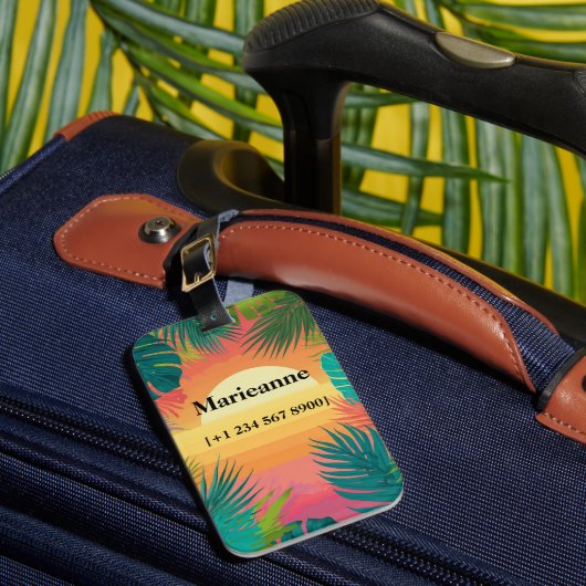 Tropical Paradise Sunset Gradient Bagagelabel (Voorkant Insitu 1)
