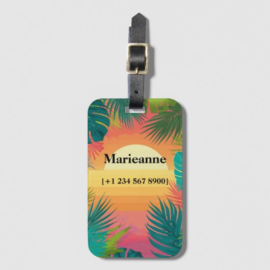 Tropical Paradise Sunset Gradient Bagagelabel (Voorkant (verticaal))