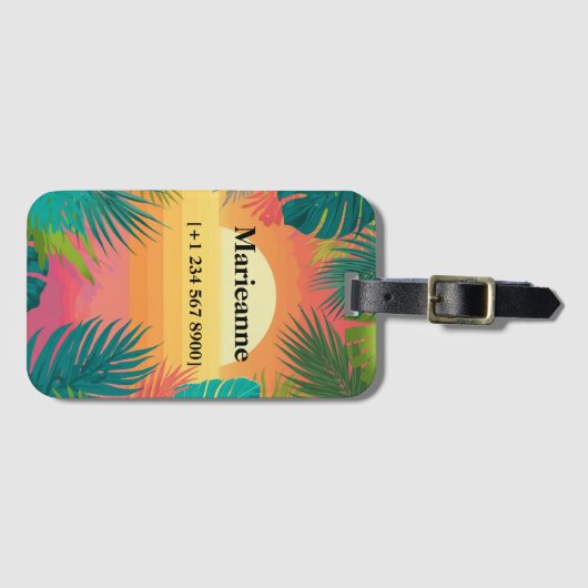 Tropical Paradise Sunset Gradient Bagagelabel (Voorkant (horizontaal))
