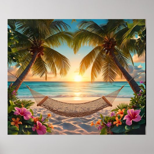 Tropical Paradise Sunset - Relaxing Beach Uitzicht Poster (Voorkant)