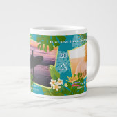 Tropical Paradise Travel Herinneringen Blauwgroen Grote Koffiekop (Voorkant rechts)