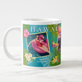 Tropical Paradise Travel Herinneringen Blauwgroen Grote Koffiekop