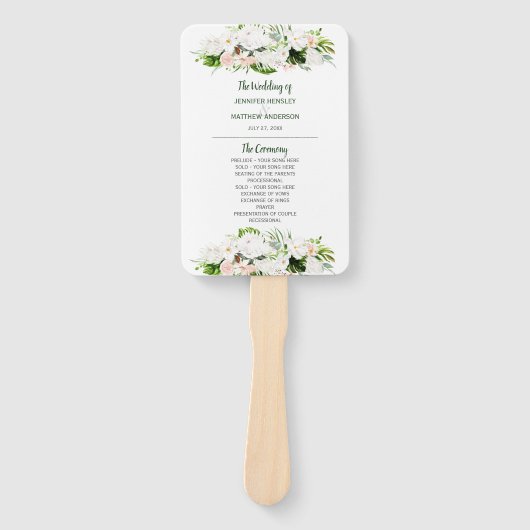 Tropical Paradise Waterverf Bloemenbruiloft Handwaaier (Voorkant)