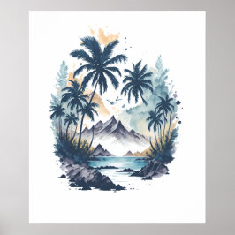 Tropical Paradise waterverf schilderij Poster