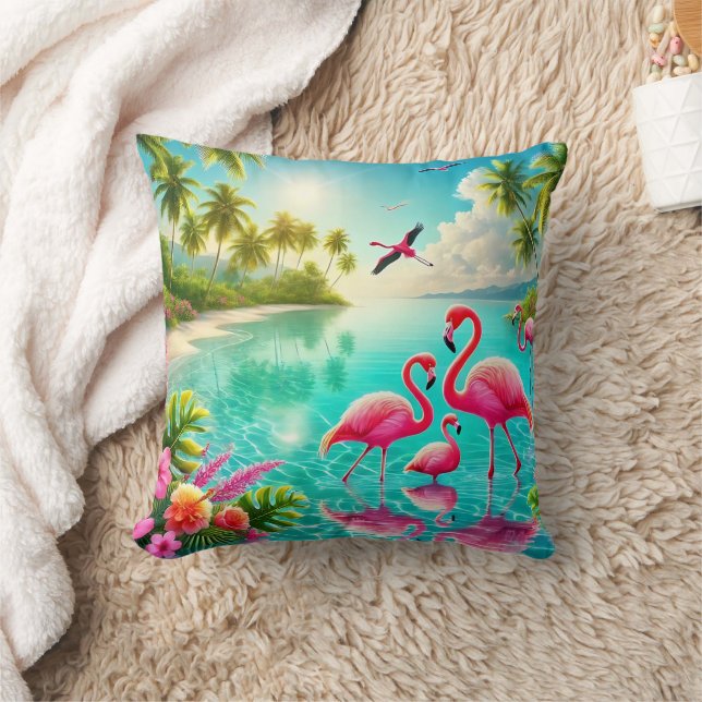 Tropical Paradise with Vibrant Flamingos by Crysta Kussen (Deken)