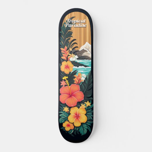 Tropical Paradise Zee Beach & Flowers Art Persoonlijk Skateboard (Voorkant)