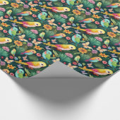 Tropical Parrot Birthday Wrapping Paper Cadeaupapier (Hoek)