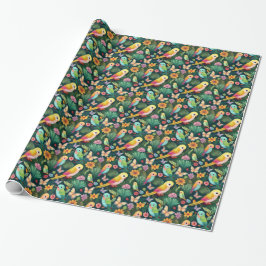 Tropical Parrot Birthday Wrapping Paper Cadeaupapier