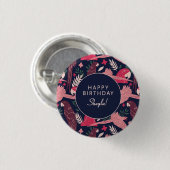 Tropical Parrot Happy Birthday Sheyla Custom  Ronde Button 3,2 Cm (Voorkant /achterkant)
