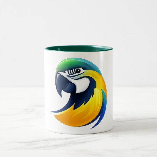 Tropical Parrot Illustration Tweekleurige Koffiemok (Center)