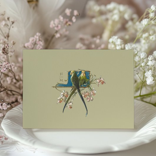 Tropical Parrot Pair Bruiloft Informatie Kaart