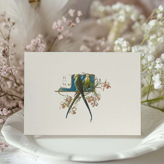 Tropical Parrot Pair Bruiloft Informatie Kaart
