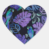 Tropical Parrot Paradise Heart Stickers (Voorkant)