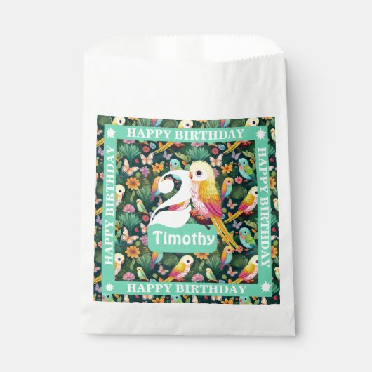 Tropical Parrot Party: kleurrijke 2e verjaardag Bedankzakje (Voorkant)