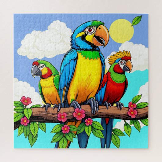 Tropical Parrot Trio Legpuzzel (Verticaal)