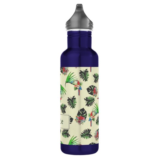 Tropical Parrots and Floral Pattern Personalised Waterfles (Rechts)