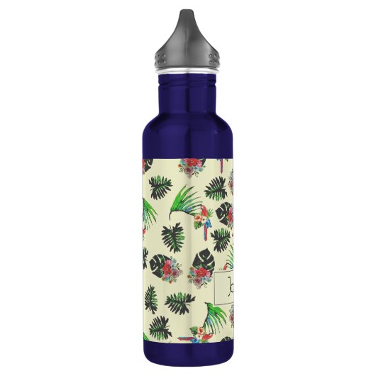 Tropical Parrots and Floral Pattern Personalised Waterfles (Links)
