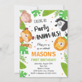Tropical Party Animals Safari Oerwoud Uitnodiging (Voorkant)