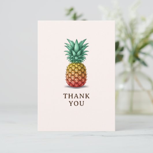 Tropical party retro pineapple bedankkaart (Staand voorkant)