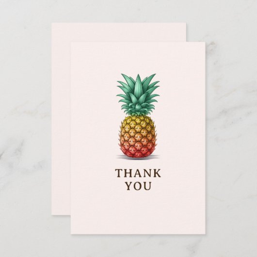 Tropical party retro pineapple bedankkaart (Voorkant / Achterkant)