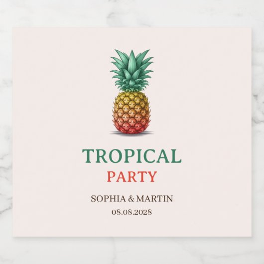 Tropical party retro pineapple bier etiket (Enkel label)