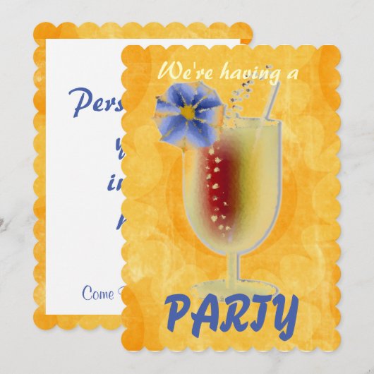 Tropical PARTY uitnodiging (Voorkant / Achterkant)